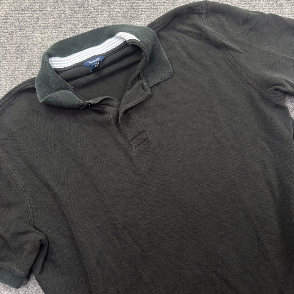 Faconnable Polo Shirt Size Large Black Pique Cotton Short Sleeve Men's